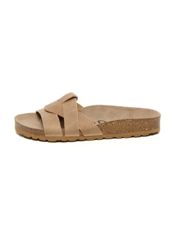billowy Leren slippers beige