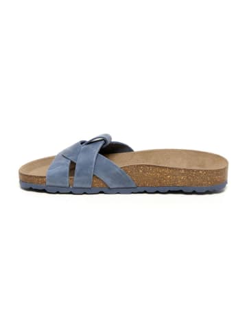 billowy Leder-Pantoletten in Blau