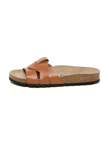 billowy Leder-Pantoletten in Orange