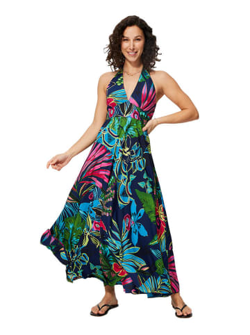 Aller Simplement Kleid in Dunkelblau/ Grün/ Pink
