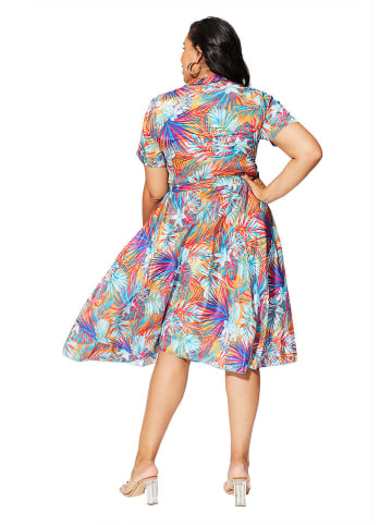 Aller Simplement Jurk turquoise/oranje/blauw
