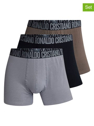 CR7 3er-Set: Boxershorts in Grau/ Schwarz/ Braun