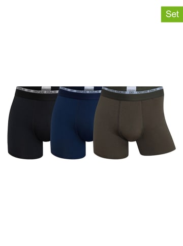 CR7 3-delige set: boxershorts donkerblauw/zwart/bruin