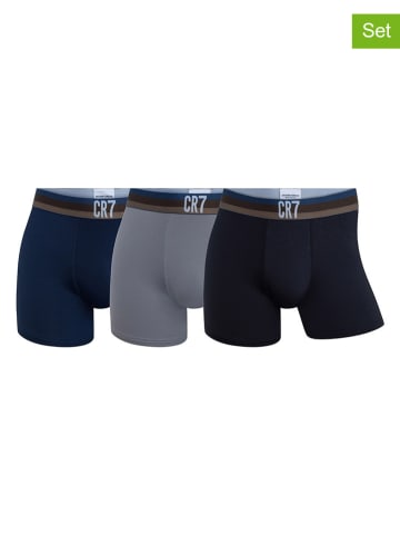 CR7 3-delige set: boxershorts donkerblauw/grijs