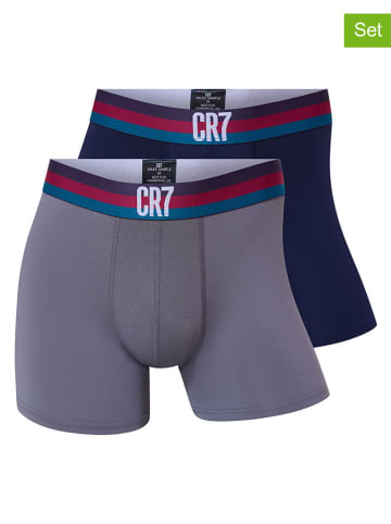 CR7 2er-Set: Boxershorts in Dunkelblau/ Grau