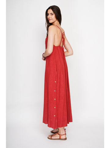 Le Jardin du Lin Leinen-Kleid in Rot