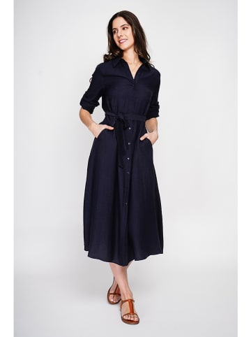 Le Jardin du Lin Leinen-Kleid in Dunkelblau
