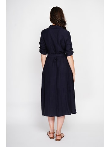 Le Jardin du Lin Leinen-Kleid in Dunkelblau