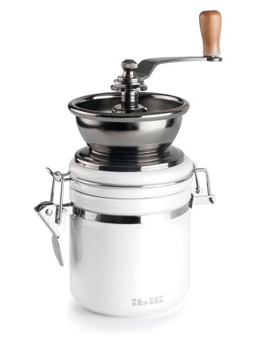 Ibili Koffiemolen wit/zilverkleurig/lichtbruin - (H)18 cm