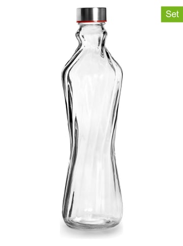 Ibili 2er-Set: Glasflaschen in Transparent/ Silber - 1 l