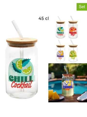 Summertime 4-delige set: glazen - 450 ml (verrassingsproduct)