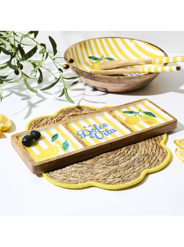 Summertime Servierplatte "Dolce Vita" in Braun/ Gelb - (B)40 x (H)14 x (T)2,5 cm
