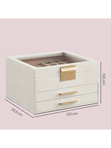 Songmics Schmuckkästchen in Weiß/ Beige - (B)23,1 x (H)13,5 x (T)20,3 cm
