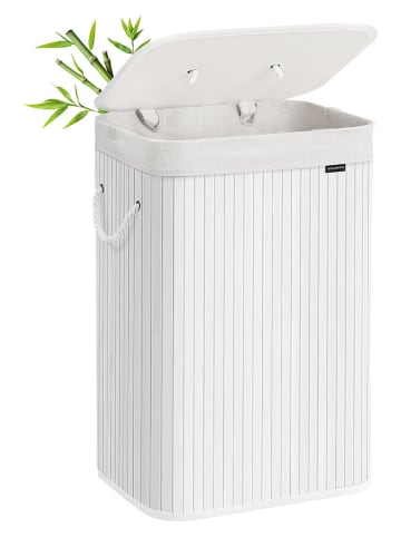 SONGMICS Kosz w kolorze białym na pranie - 40 x 61 x 30 cm