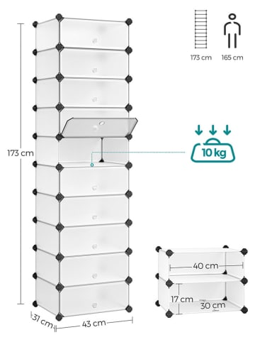 Songmics Schoenenkast transparant/zwart - (B)43 x (H)173 x (D)31 cm