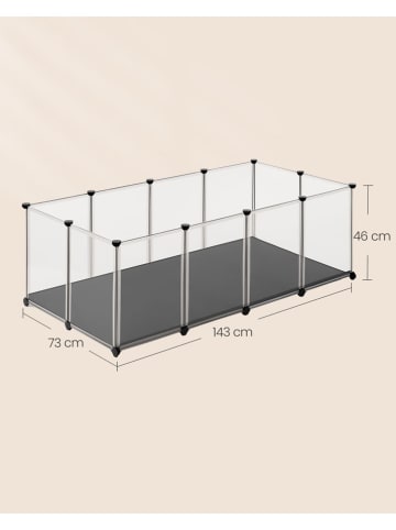 Songmics Freigehege in Weiß/ Schwarz - (B)143 x (H)46 x (T)73 cm