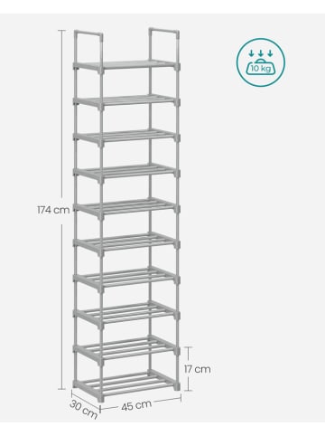 Songmics Schoenenkast lichtgrijs - (B)45 x (H)174 x (D)30 cm