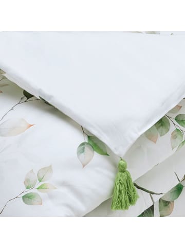 Cacharel Satin-Tagesdecke ''Petit bosquet'' in Weiß/ Grün