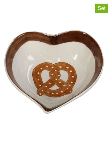 Kersten 2er-Set: Schalen ''Pretzel'' in Braun/ Weiß - (B)13 x (H)4,8 x (T)11,7 cm