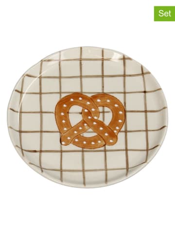 Kersten 2-delige set: broodborden ''Pretzel'' lichtbruin/crème - Ø 13,5 cm