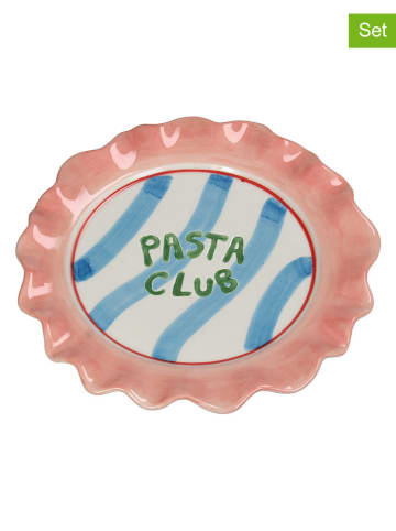 Kersten 2er-Set: Frühstücksteller ''Pasta Club'' in Hellblau/ Rosa - Ø 21,3 cm