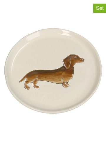 Kersten 2er-Set: Brotteller ''Dachshund'' in Creme/ Hellbraun - Ø 13,5 cm
