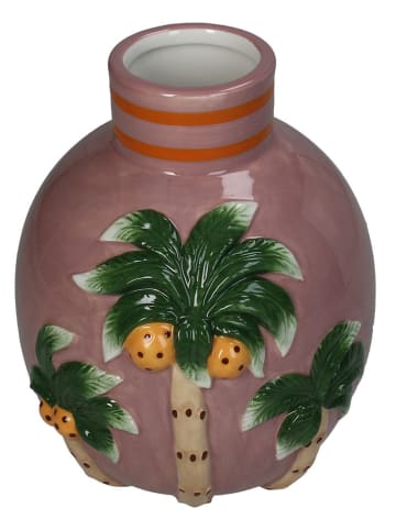 Kersten Vaas ''Palm Tree'' roze/groen - (B)14 x (H)16 x (D)13 cm