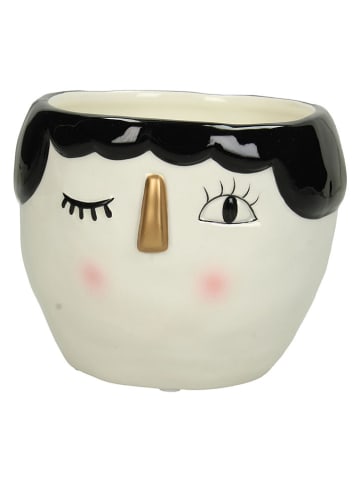 Kersten Doniczka "Face" w kolorze kremowo-czarnym - wys. 11 x Ø 13 cm