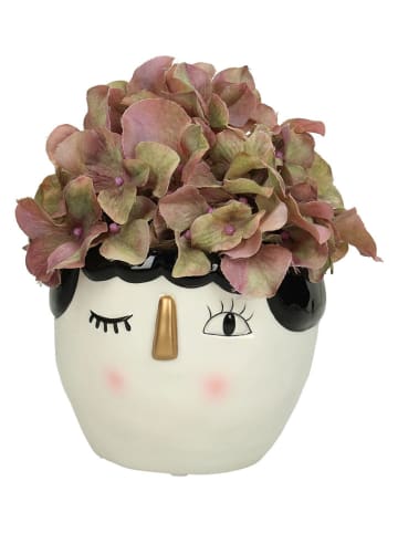 Kersten Bloempot ''Face'' crème/zwart - (H)11 x Ø 13 cm