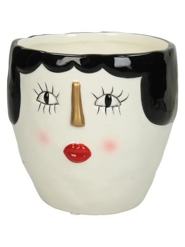 Kersten Doniczka "Face" w kolorze kremowo-czarnym - wys. 12 x Ø 13 cm