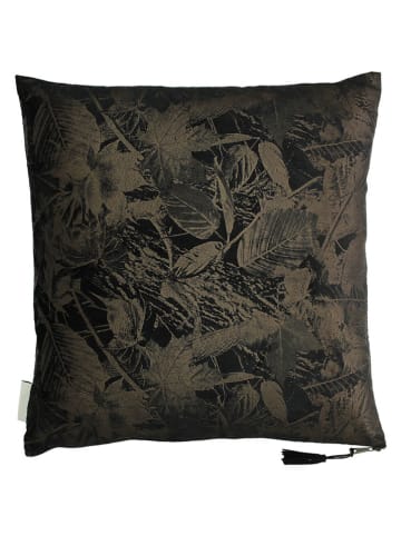 Kersten Kussen ''Leaves'' zwart/antraciet/beige - (L)45 x (B)45 cm