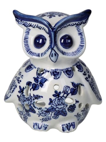 Kersten Świecznik "Owl" w kolorze biało-niebieskim - wys. 15 x Ø 11 cm
