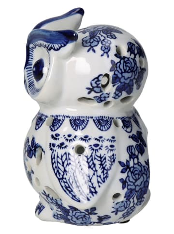 Kersten Świecznik "Owl" w kolorze biało-niebieskim - wys. 15 x Ø 11 cm