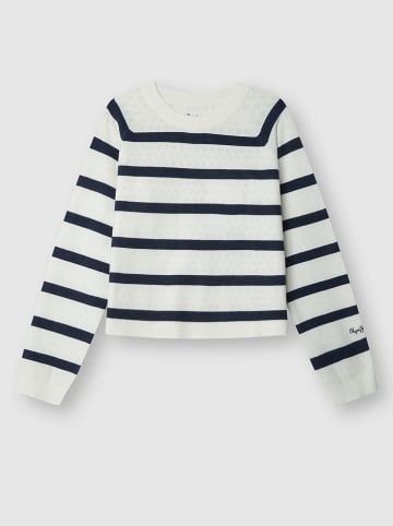 Pepe Jeans Pullover in Weiß/ Dunkelblau