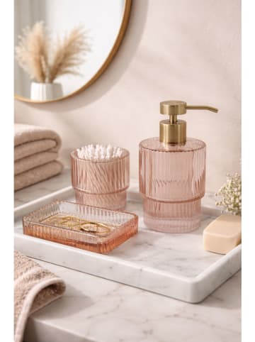 Azao 2er-Set: Seifenschalen ''Elisabeth'' in Rosa - (B)10 x (H)2 x (T)7,8 cm