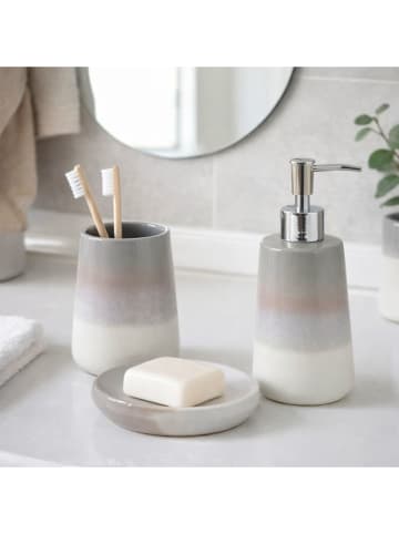Azao Dozowniki mydła (2 szt.) "Beniko" w kolorze szarym - wys. 18,8 x Ø 7,7 cm