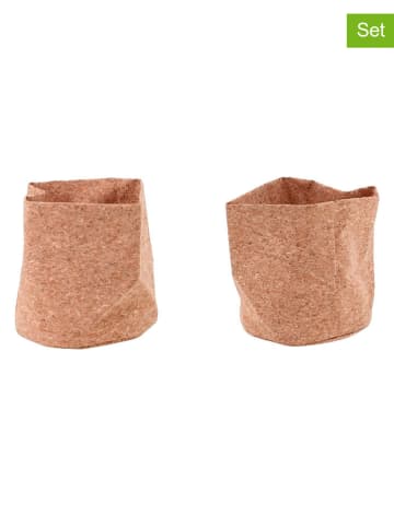 Ornami Koszyki (2 szt.) "Odemira" w kolorze jasnobrązowym - wys. 15 x Ø 15 cm