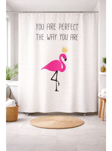 Ornami Duschvorhang in Weiß/ Pink - (L)180 x (B)200 cm