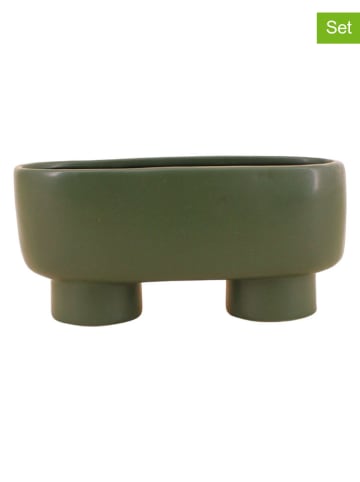 Ornami 2-delige set: bloempotten groen - (B)20 x (H)8 x (D)9,5 cm