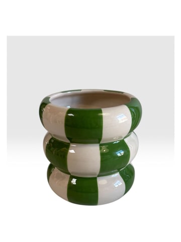 Ornami Wazon w kolorze zielono-białym - wys. 10,8 x Ø 10,7 cm
