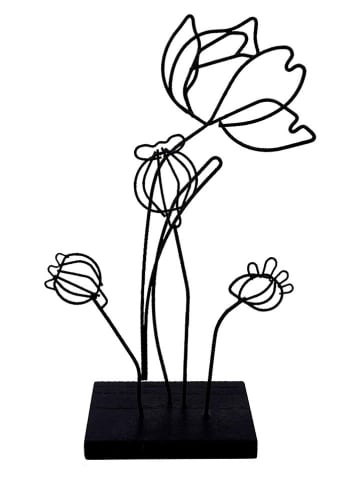 Ornami Dekoobjekt ''Flower'' in Schwarz - (B)12 x (H)29 x (T)7 cm