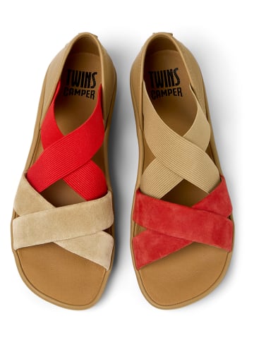 Camper Leren sandalen rood/beige