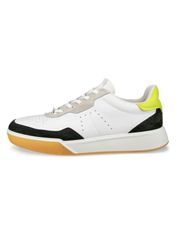 Ecco Skórzane sneakersy "Street Court" w kolorze biało-żółto-czarnym