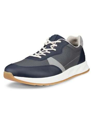 Ecco Leder-Sneakers "Otm" in Dunkelblau/ Grau