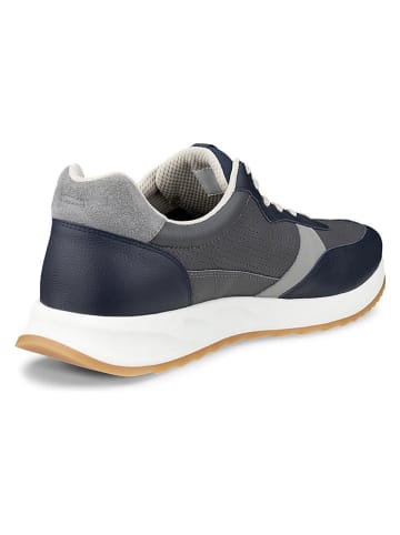 Ecco Leder-Sneakers "Otm" in Dunkelblau/ Grau