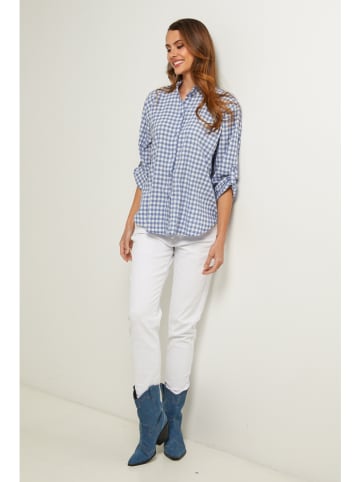 Fleur de Lin Bluse "Abelys" in Blau/ Weiß