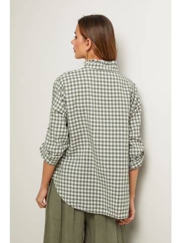 Fleur de Lin Bluse "Abelys" in Khaki/ Weiß