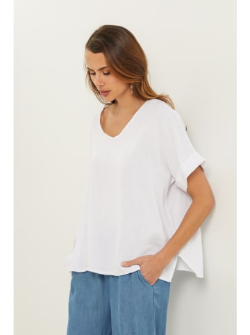Fleur de Lin Leinen-Bluse "Gallieni" in Weiß
