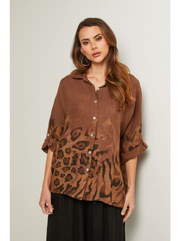 Fleur de Lin Leinen-Bluse "Jarley" in Hellbraun