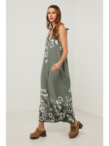 Fleur de Lin Leinen-Jumpsuit "Labelys" in Khaki